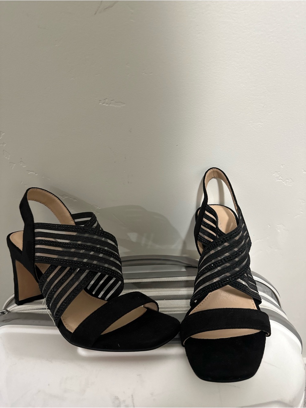 Women's Black Strappy Block Heel Sandals